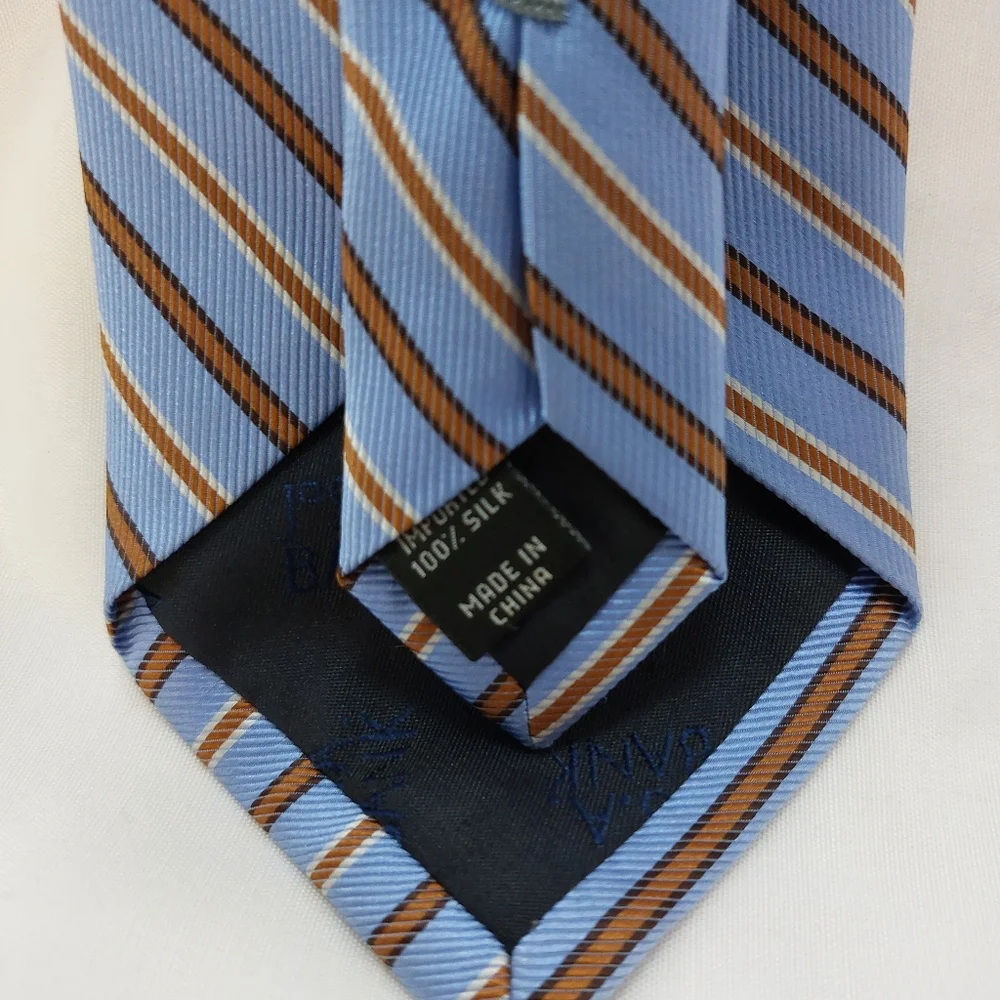 Jos. A. Banks Exec Collection Mens Repp Necktie Lt Blue‎ Tan Black Tie Striped